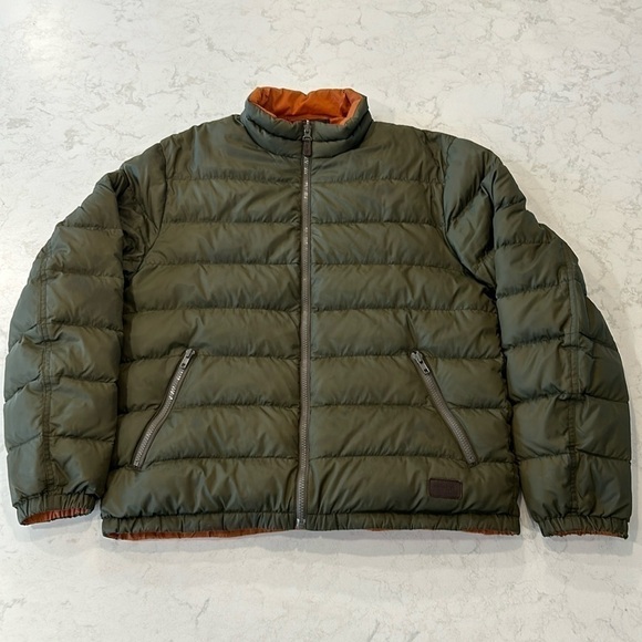 COACH Packable Reversible Lightweight Down Jacket Olive/Burnt Orange - Picture 1 of 16